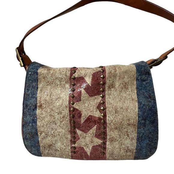 Isabella Fiore Rare Vintage Patriotic Heathered Shimmer Design Purse - Picture 15 of 16